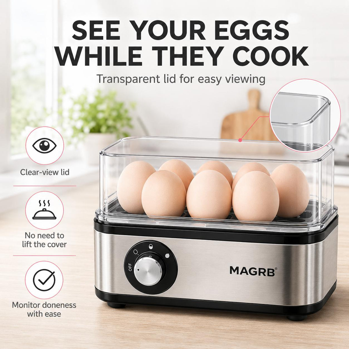 🥚 8-Egg Electric Cooker – 3-in-1 Egg Boiler, Poacher & Omelet Maker 🍳✨