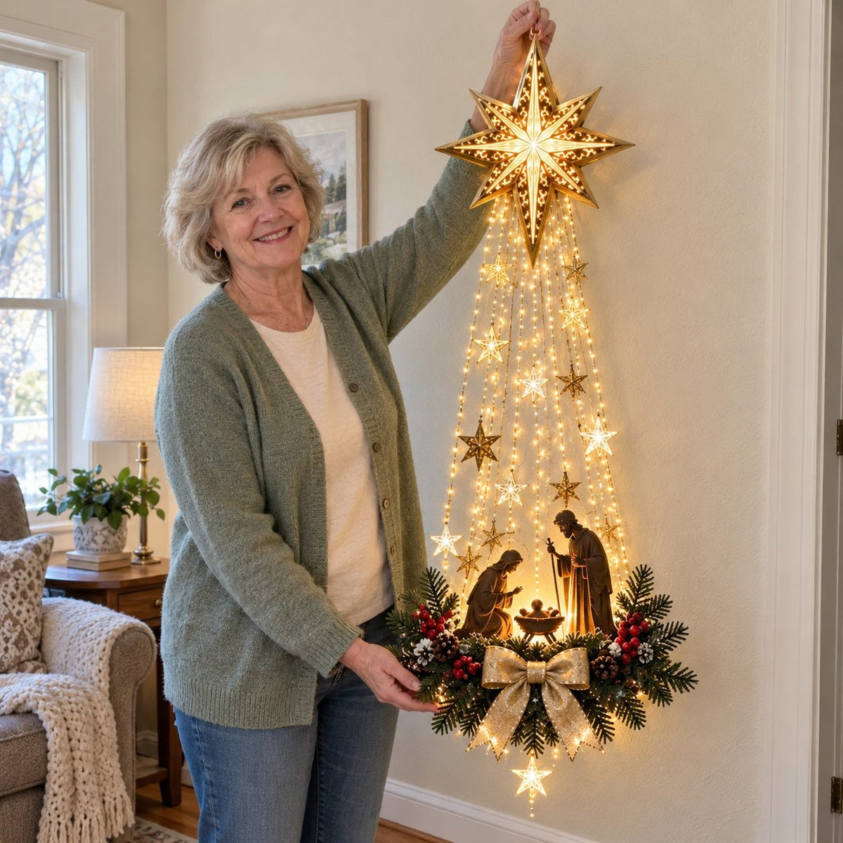 ✨ 50% OFF Lighted Bethlehem Star Nativity Wall Decor – Faith-Inspired Christmas Decoration