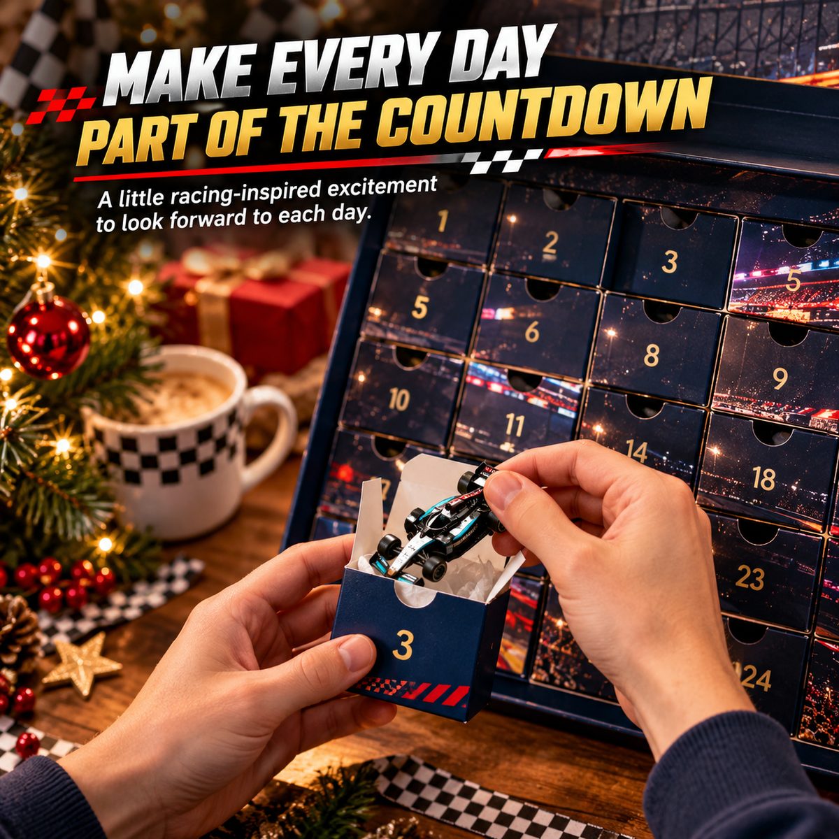 🏁 24-Day Racing Advent Calendar – Countdown to Christmas with Motorsport Surprises 🏎️🎁