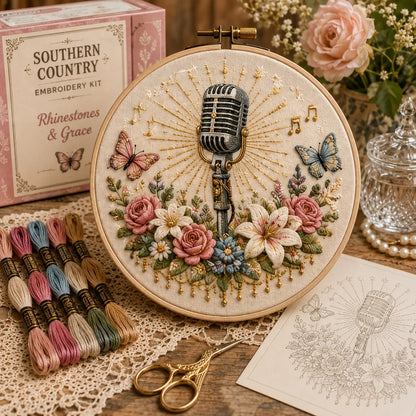 🧵 Southern Country Embroidery Kit Collection | Beginner-Friendly Wooden Hoop Art DIY Keepsake 🌼