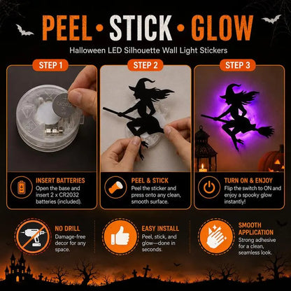 🎃👻 50% OFF! Halloween Glow in Dark Wall Stickers – Turn Blank Walls into a Spooky Glow Scene 👻🌙