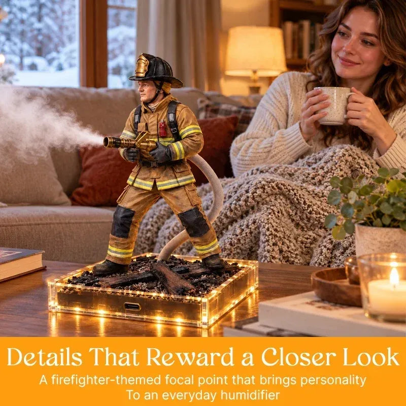 🚒 Firefighter Humidifier – Realistic Fire Hose Mist & Warm LED Light 💨✨