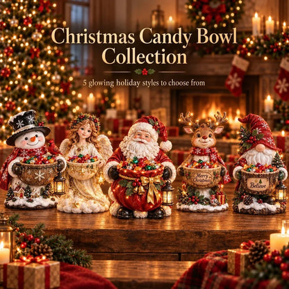 🎄 Lighted Christmas Candy Bowl Collection with Warm Holiday Glow (5 Festive Styles) 🍬
