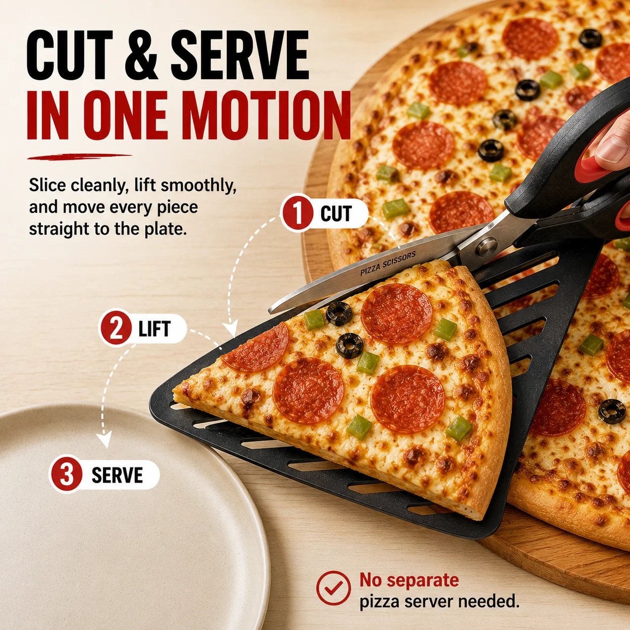 🍕 Pizza Scissors with Built-In Server | Cut, Lift & Serve Pizza
