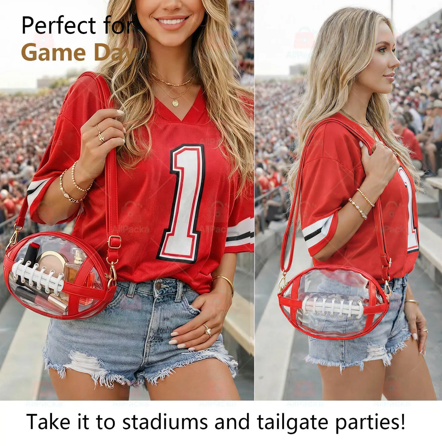 🔥 Limited-Time 50% OFF Clear Soccer Game Day Crossbody Bag 🏈