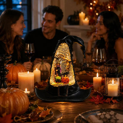 Witches Hat Lighted Water Lantern With Swirling Glitter - USB Included New