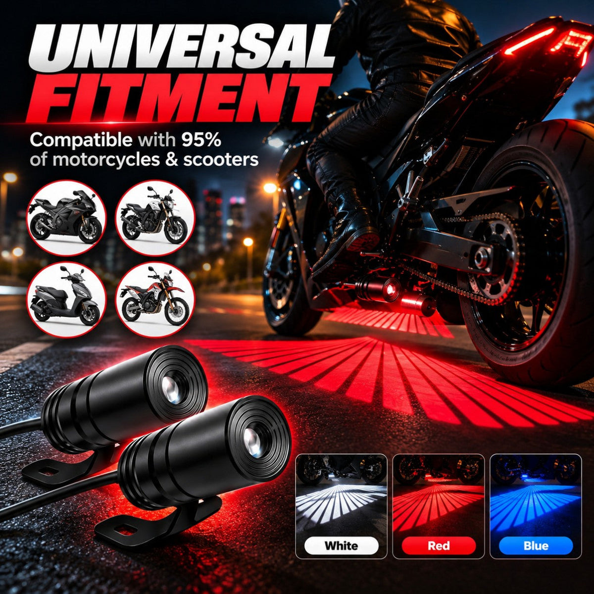 🏍️ Angel Wing Motorcycle Ground Projection Light Kit - Dual LED Lights ✨