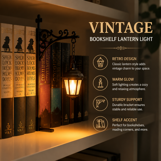 🔥 Vintage Bookshelf Lantern Light | Iron Decorative Lamp for Reading Corner, Library Shelf & Cozy Home Decor