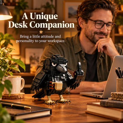 ☕ Sarcastic Coffee Crow Building Set – Funny Crow Desk Decor & Unique Gift for Coffee Lovers 🐦‍⬛