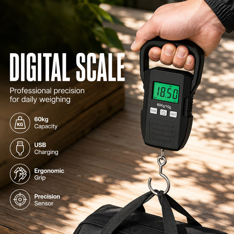 ⏰Portable Digital Hanging Scale – 50 kg Rechargeable Luggage Scale
