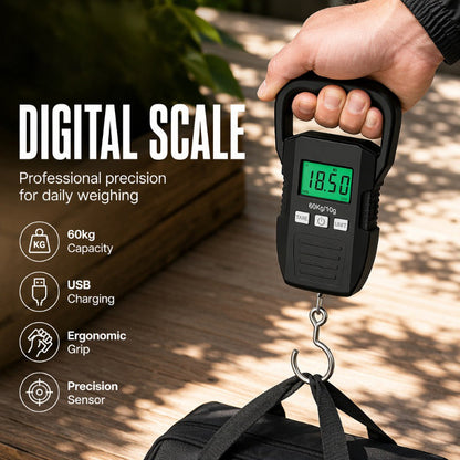 ⏰Portable Digital Hanging Scale – 50 kg Rechargeable Luggage Scale