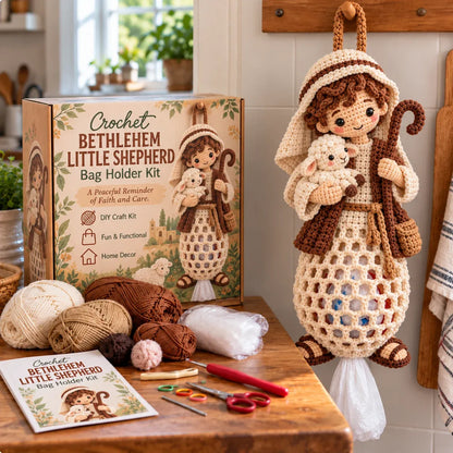 🧶 Blessed Home DIY Crochet Bag Holder Kit with Faith-Inspired Figures 🕊️