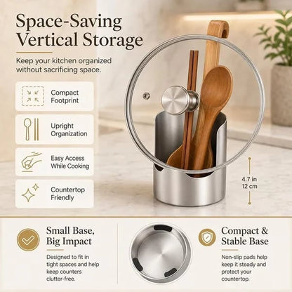 🍳 Multi-Purpose Stainless Steel Kitchen Utensil Rest & Pot Lid Holder Stand 🥢