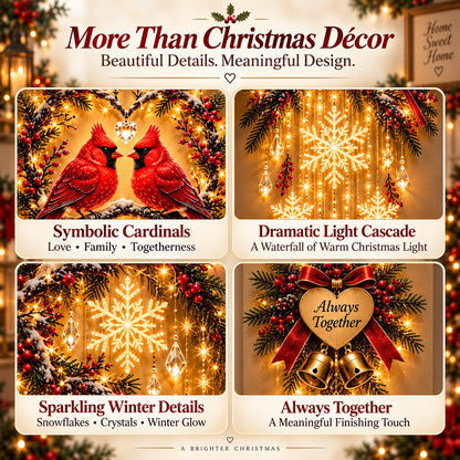 🐦✨ Two Hearts in Winter™ | Lighted Cardinal Christmas Wall Decor