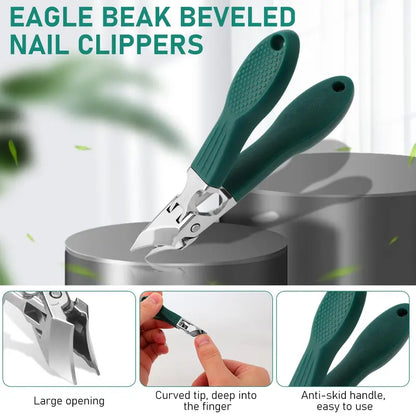 💚 3-Piece Nail Clipper Set 47% OFF 🦅 Wide Jaw & Long Handle for Thick Nails
