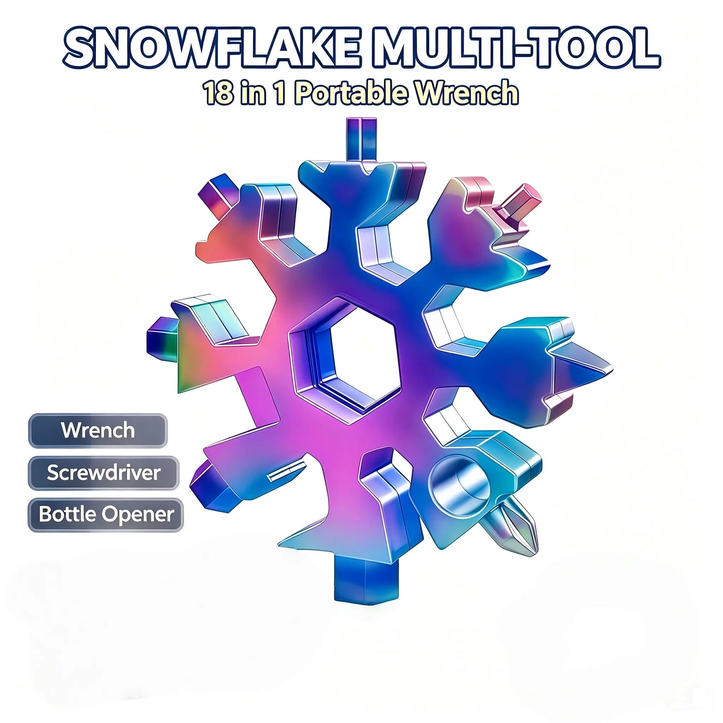 🔥 50% OFF 4 Pack-18-in-1 Snowflake Multi-Tool 🔧 Pocket Wrench, Screwdriver & Opener