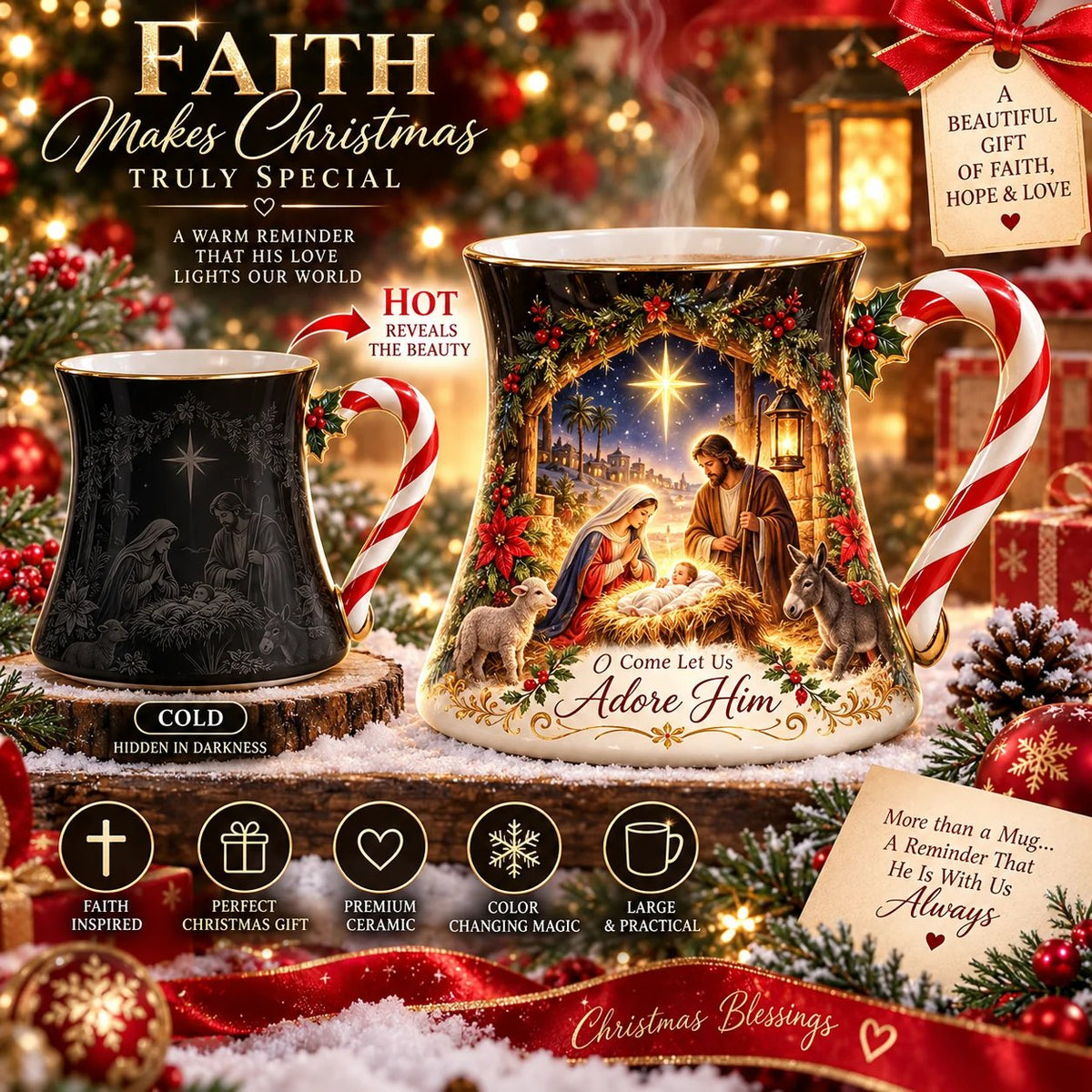 ⏳ Letzter Tag: 49 % Rabatt – ☕ Magic Heat-Revealing Christmas Village Coffee Mug (12 oz / 350 ml) with Santa Reveal 🎅