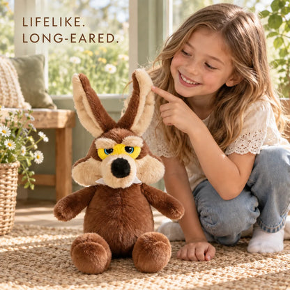 🐺 Realistic Big-Eared Coyote Plush – Soft Woodland Stuffed Animal