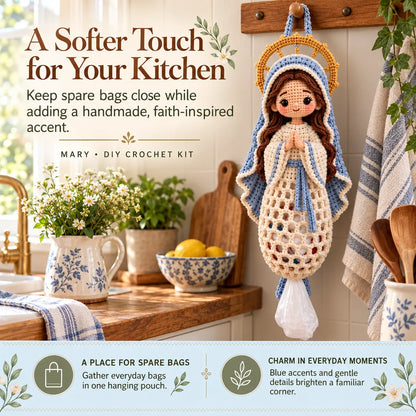 🧶 Blessed Home DIY Crochet Bag Holder Kit with Faith-Inspired Figures 🕊️