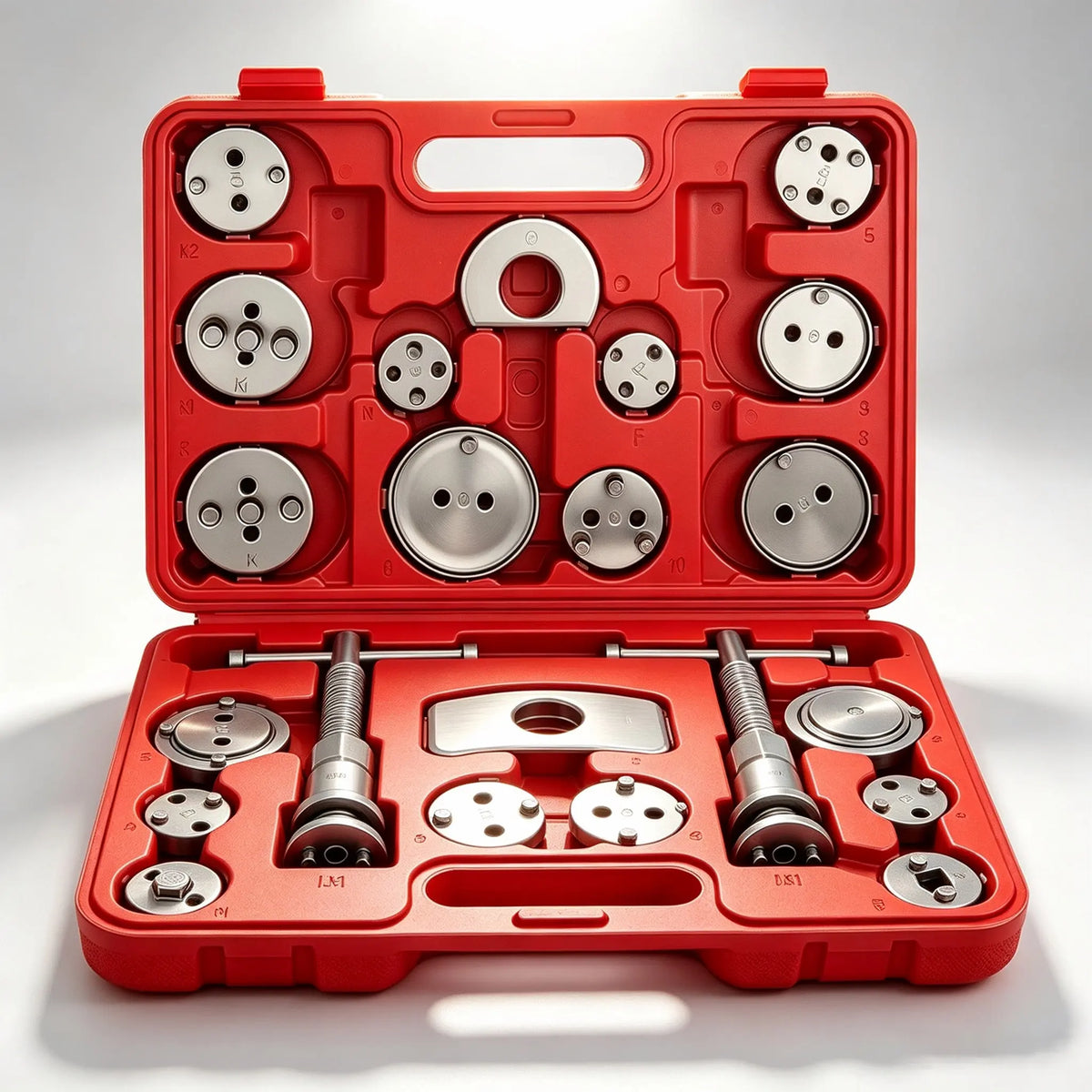 22pc Brake Caliper Compression Tool Set, Heavy Duty Brake Piston Compressor Tool and Wind Back Tool Kit for Brake Pad Replacement, Universal Disc Brake Caliper Tool Set with Red Case