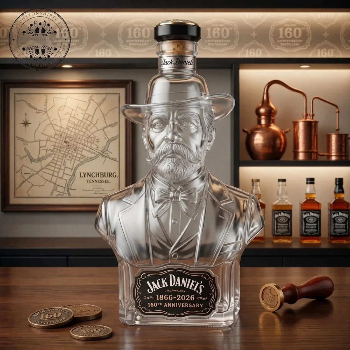 🏺 160th Anniversary Heritage Bust Glass Decanter – 1866–2026 🥃