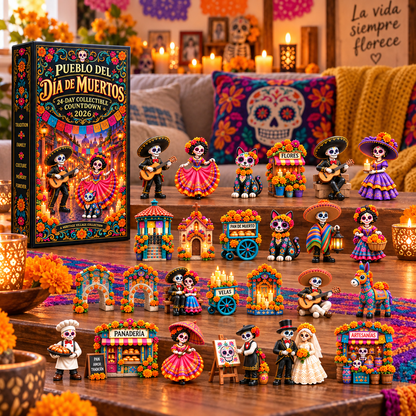 🌺 Día de los Muertos 24-Day Heritage Village Advent Calendar | Hand-Painted Mexican Keepsake 💀