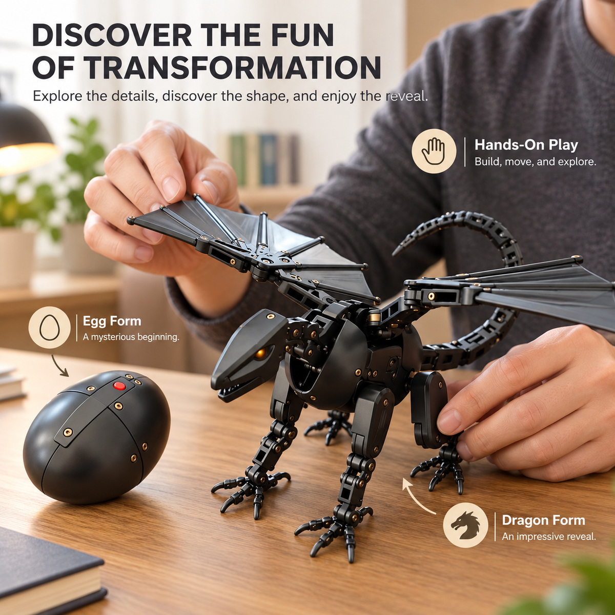 🔥HOT SALE🥚🐉 DragonMorph – Egg to Dragon Transforming Mechanical Toy