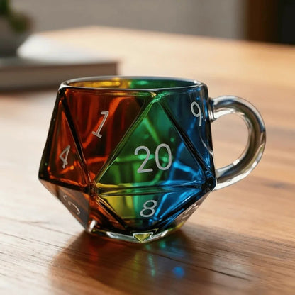 🐉🎲20-Sided Polyhedral Glass Cup | Heavy-Duty Tavern Vessel | Critical Hit Quality 🍻