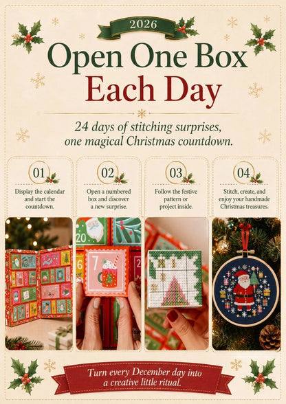 🔥 Last Day 50% OFF - 🎄🧵 2026 Cross Stitch Advent Calendar Box | 24 Days of Stitching Surprises for a Magical December 🎁 ✨
