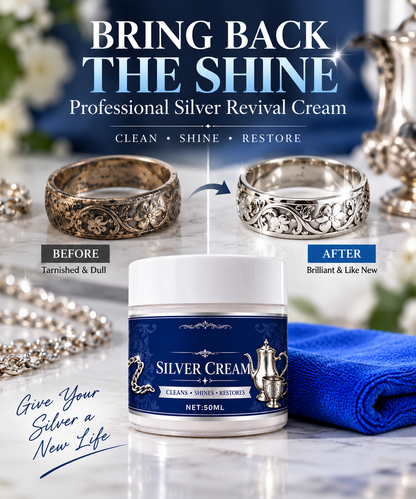 ✨ Professional Silver Polish & Tarnish Restoring Cream with Protective Anti-Tarnish Barrier 🥄