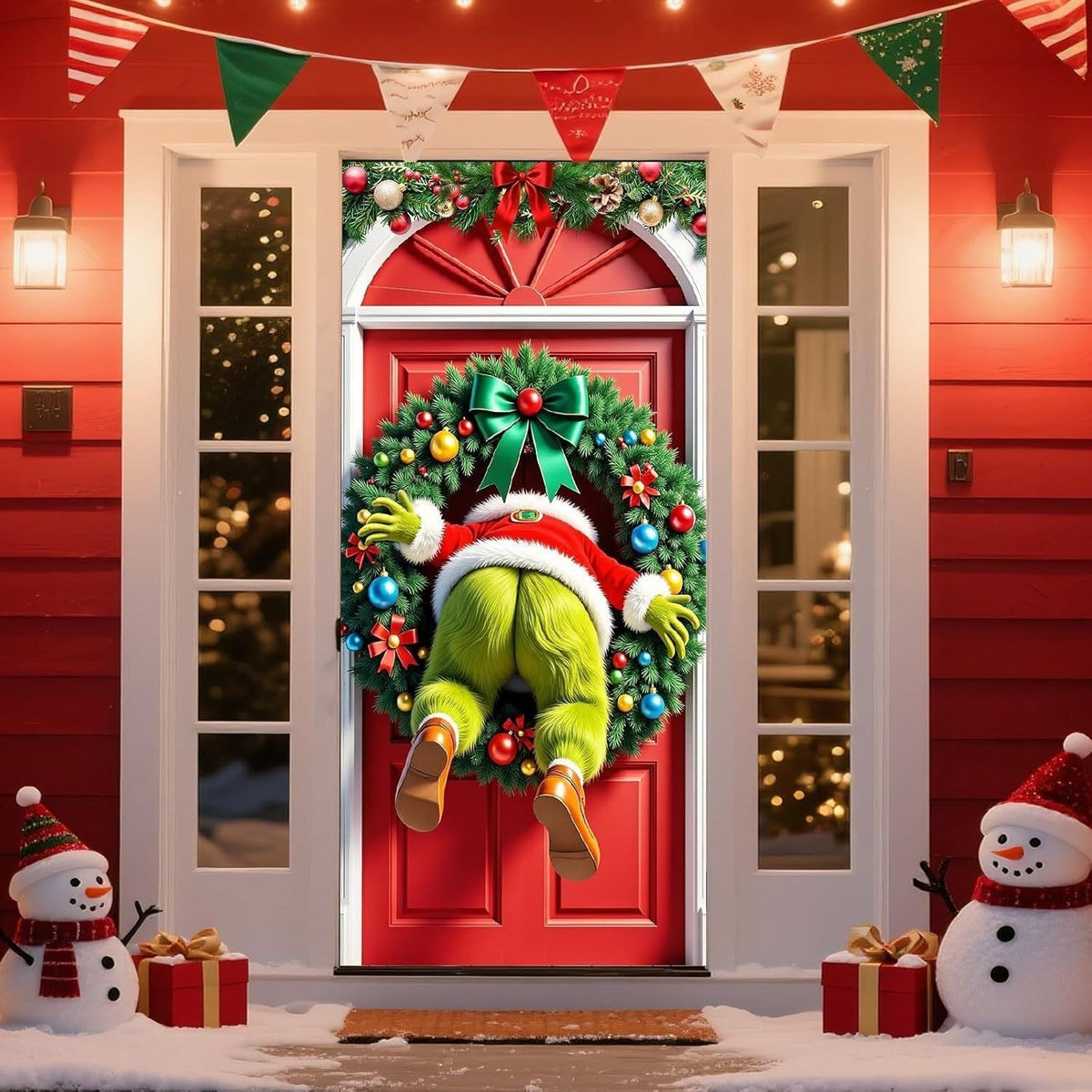 🎅 🚪Santa & Reindeer Christmas Door Cover