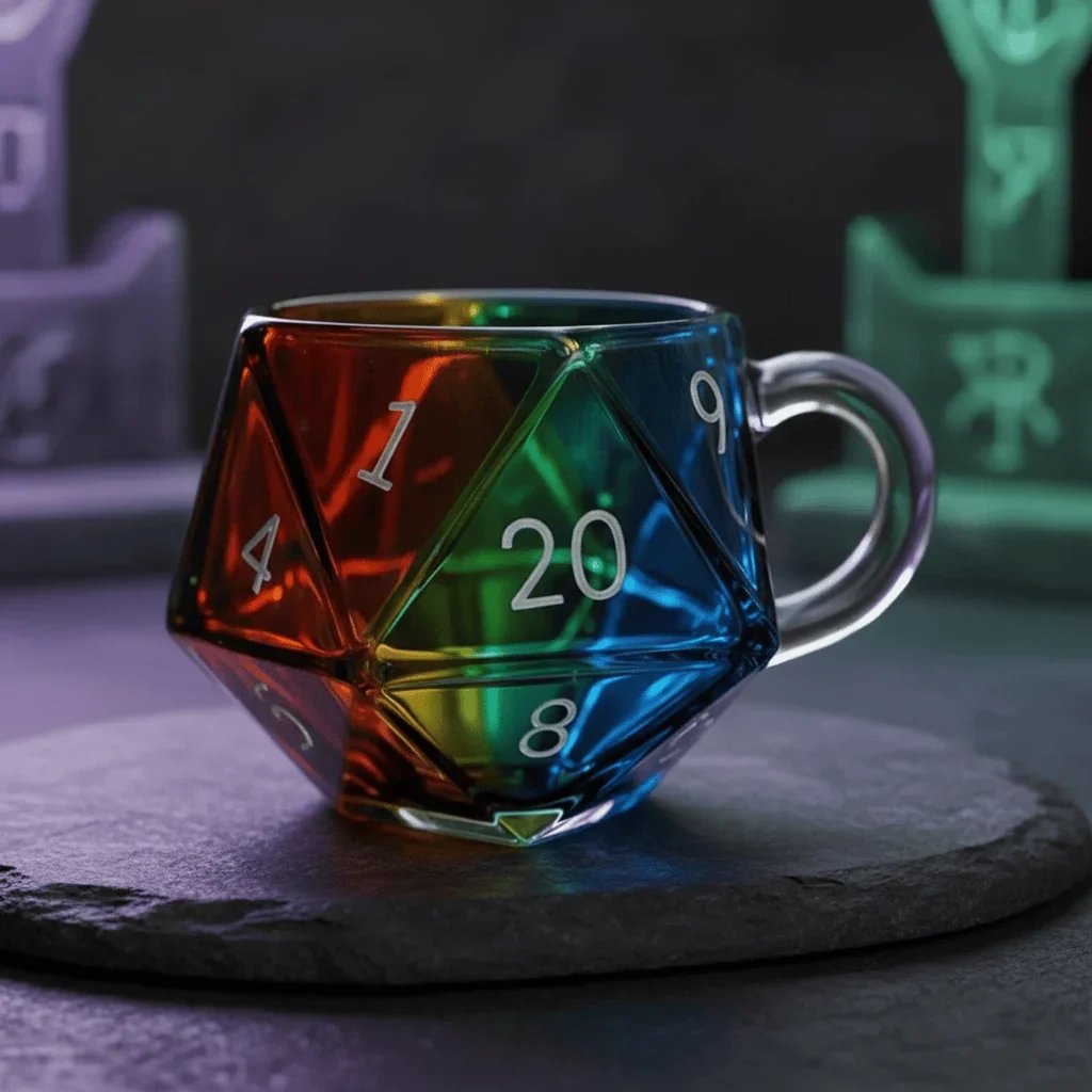 🐉🎲20-Sided Polyhedral Glass Cup | Heavy-Duty Tavern Vessel | Critical Hit Quality 🍻