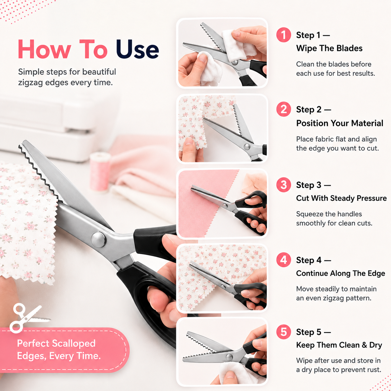 ✂️ 49% OFF 9.1" Pinking Shears 🧵 Stainless Steel Zigzag Fabric Scissors