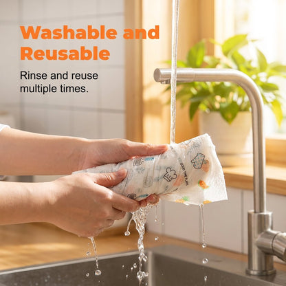 🔥 50% OFF 50-Sheet Cleaning Cloth Roll 🧽 Wipe, Wash & Reuse
