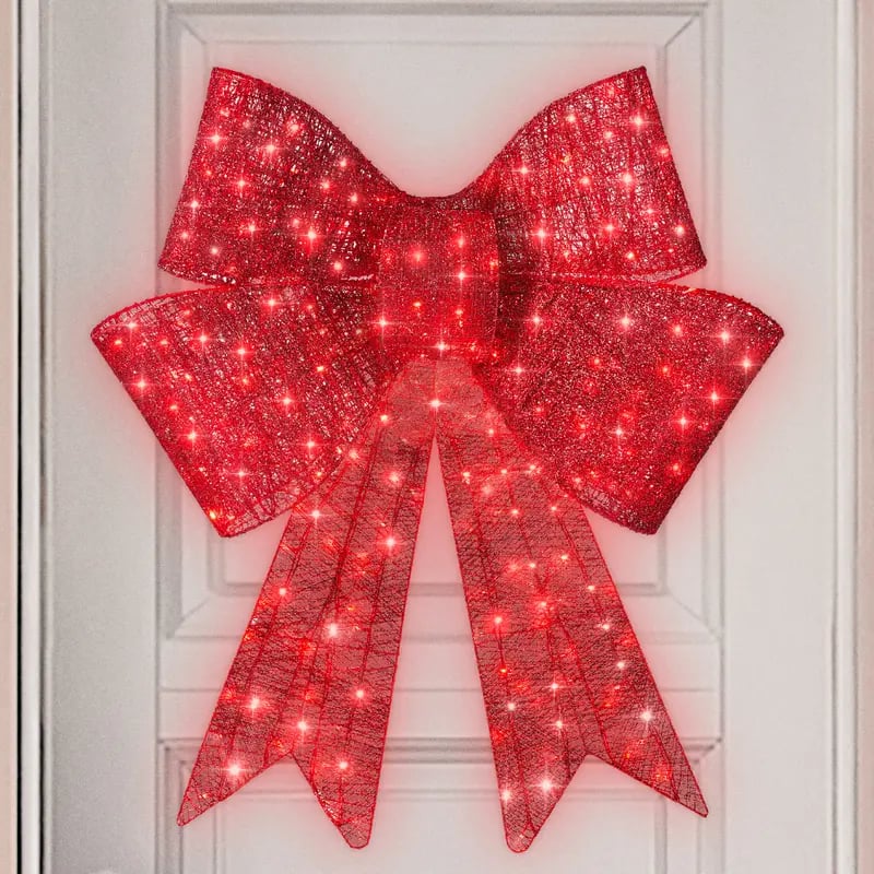 🎄 Lighted Holiday Bow Decoration - Large Outdoor LED Wall & Gate Bow