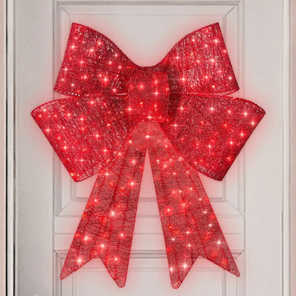 🎄 Lighted Holiday Bow Decoration - Large Outdoor LED Wall & Gate Bow