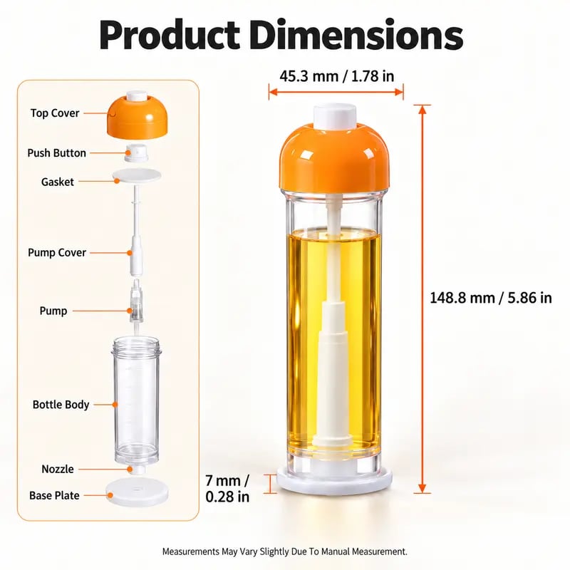 Fine Mist Oil Sprayer for Cooking – Premium Refillable Olive Oil Bottle with Ergonomic Bottom Nozzle, Ideal for Air Fryer & Healthy Grilling