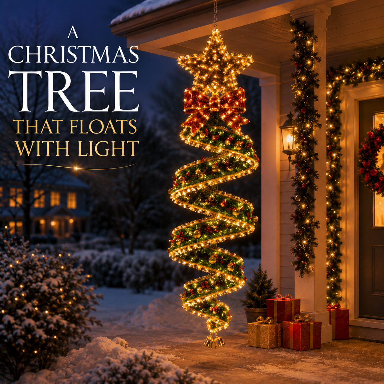 🎄 Christmas Spiral LED Light Collection – Festive Hanging Holiday Decor