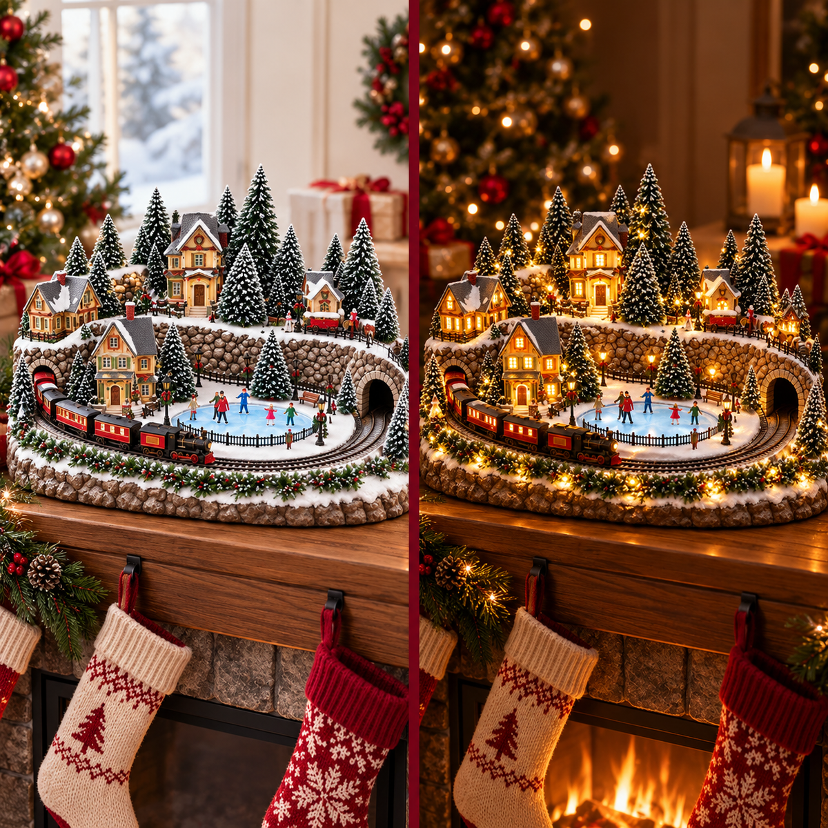 🔥 LAST DAY 49%-OFF  Animated Holiday Train & Ice Rink Scene ✨