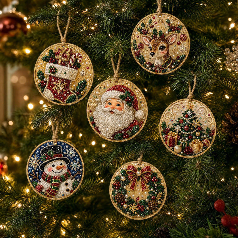 🎄 50% OFF 6-Piece DIY Diamond Art Christmas Ornament Kit