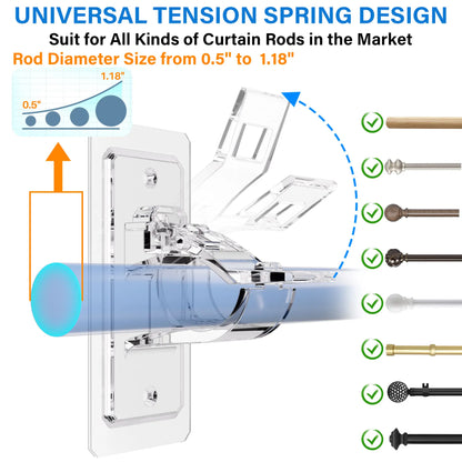 No Drill Curtain Rod Holders - 6 Pack Self Adhesive Hooks