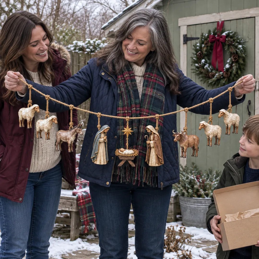 Handcrafted Wooden Nativity Garland