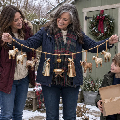 Handcrafted Wooden Nativity Garland