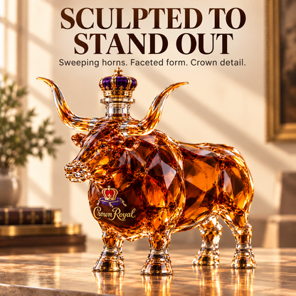 🐂 Texas Longhorn Collector’s Bottle 👑 Sculpted Display & Gift Box