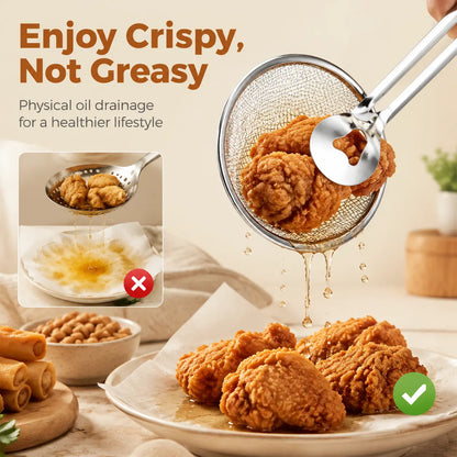 🔥 50% OFF 🍟 2-in-1 Stainless Steel Oil Strainer Tongs