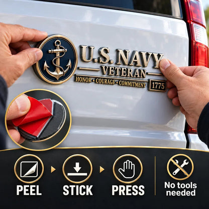 🎖️ Heavy-Duty 3D Embossed Veteran Relief Metal Car Emblem Badge 🚗