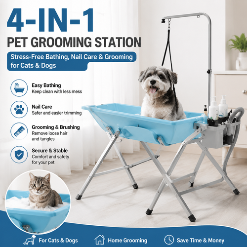 4-in-1 Pet Grooming Station | Stress-Free Bathing, Nail Care & Grooming for Cats & Dogs