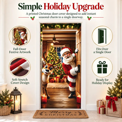🎅 🚪Santa & Reindeer Christmas Door Cover