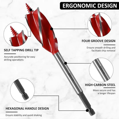 🔥 FINAL DAY 50% OFF 8-Piece 4-Flute Wood Auger Drill Bit Set – 8 Essential Sizes for Faster, Cleaner Woodworking