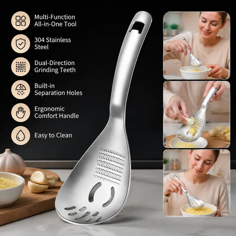 🔥48% OFF 5-in-1 Stainless Steel Kitchen Spoon ✨ Egg Separator, Grater, Masher & Strainer
